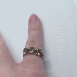 Jade and rhinestone ring, size 6